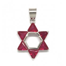 Pendant - Rhodium & Red Crystal