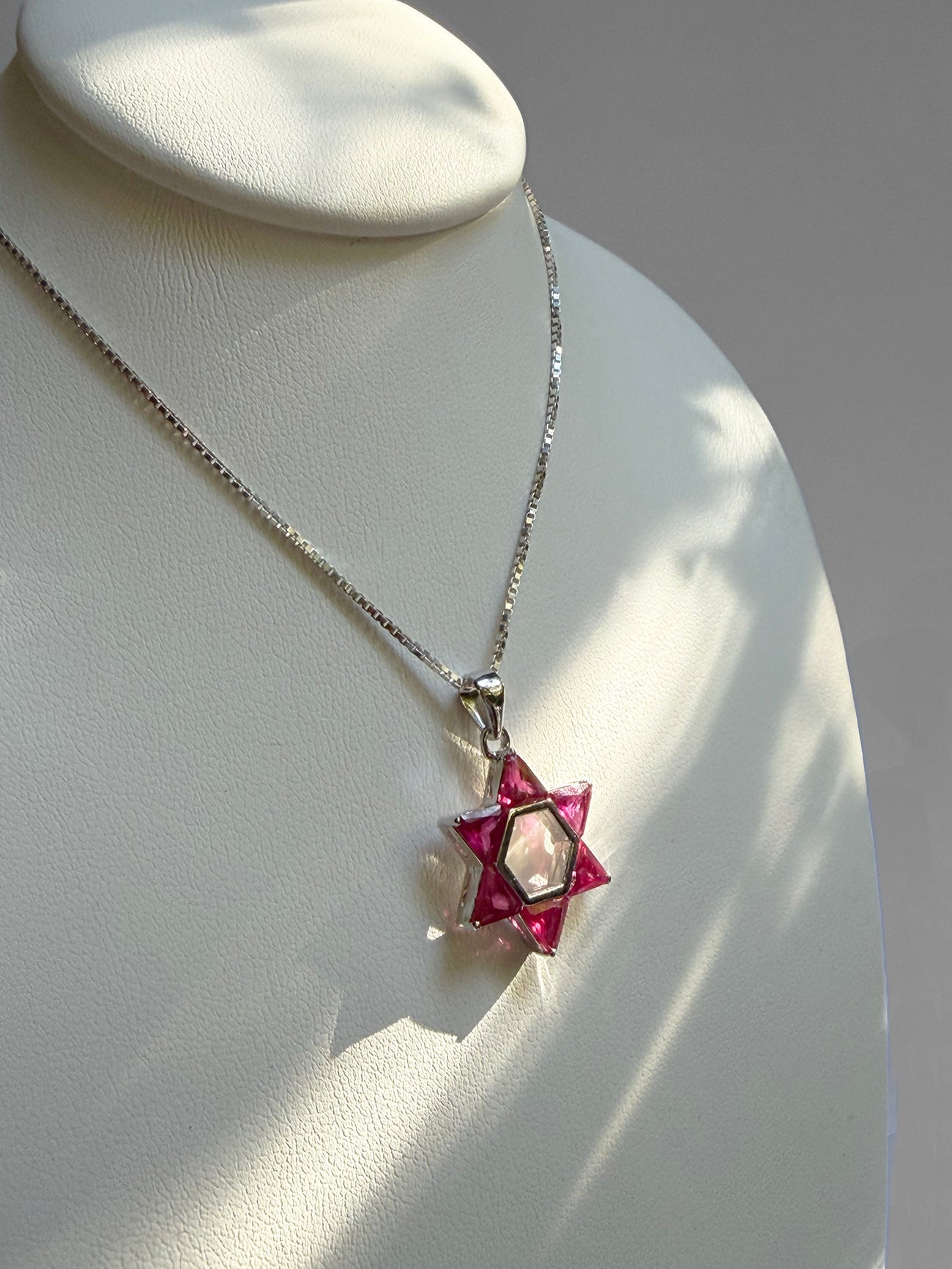 Pendant - Rhodium & Red Crystal