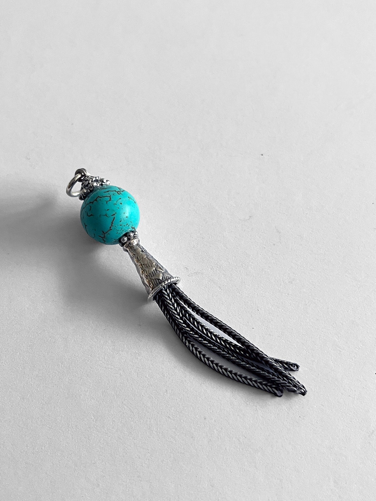 Pendant - Silver Tassel with turquoise