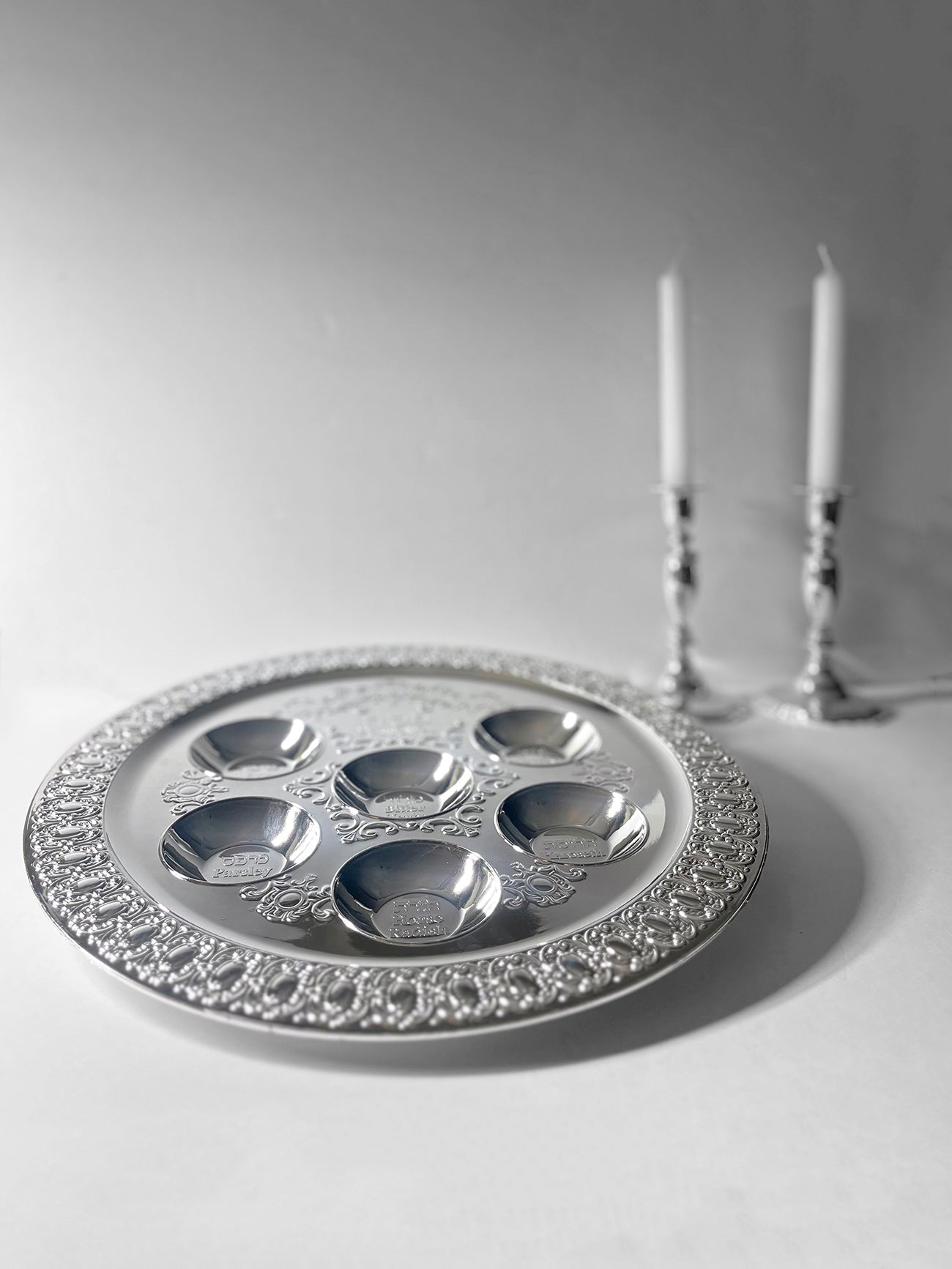Seder Plate - Silver Finished Plastic